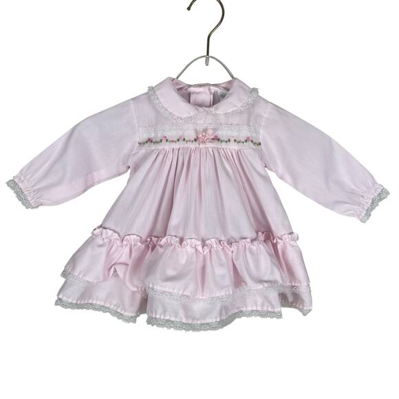 Vintage Alexis Embroidered Lace Ruffled Dress Pink Girls Size 6 Months - Picture 1 of 10